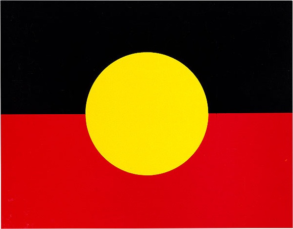 Artist: REDBACK GRAPHIX | Title: Card: The Aboriginal Flag | Date: 1980 | Technique: offset-lithograph, printed in colour, from three plates