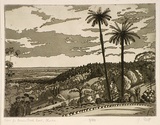 Artist: b'Flett, James.' | Title: b'View from Perrins Creek Road, Olinda.' | Date: (1932) | Technique: b'etching and aquatint, printed in green ink, from one plate'