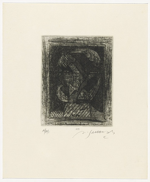 Artist: b'SELLBACH, Udo' | Title: b'not titled' | Date: 1988, 19 February | Technique: b'etching, printed in black ink with plate-tone, from one copper plate'