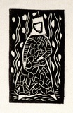 Artist: b'Barwell, Geoff.' | Title: b'(Elizabethan lady).' | Date: (1955) | Technique: b'linocut, printed in black ink, from one block'