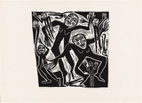 Artist: b'HANRAHAN, Barbara' | Title: b'Ghost dancers' | Date: 1988 | Technique: b'linocut, printed in black ink, from one block'