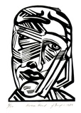 Artist: b'Burgess, Jeff.' | Title: b'Human head.' | Date: 1981 | Technique: b'linocut, printed in black ink, from one block'