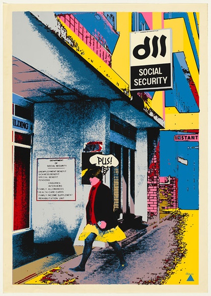 Artist: b'Robertson, Toni.' | Title: b'Department of Social Security' | Date: c.1975 | Technique: b'screenprint, printed in colour, from multiple stencils' | Copyright: b'\xc2\xa9 Toni Robertson'