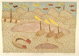 Artist: b'Bowen, Dean.' | Title: b'The big magnet' | Date: 1989 | Technique: b'lithograph, printed in colour, from multiple stones'