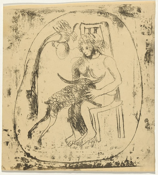 Artist: b'BOYD, Arthur' | Title: b'(Seated figure and ram).' | Date: 1960-70 | Copyright: b'Reproduced with permission of Bundanon Trust'