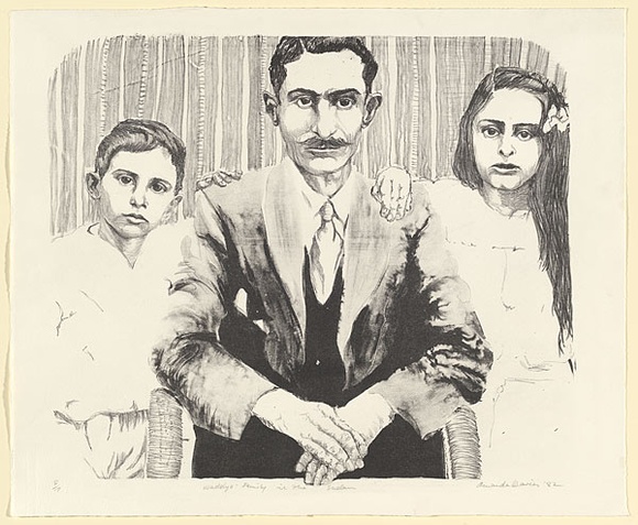 Artist: b'Davies, Amanda.' | Title: bWaddy's family in the Sudan. | Date: 1982 | Technique: b'lithograph, printed in black ink, from one stone [or plate]'