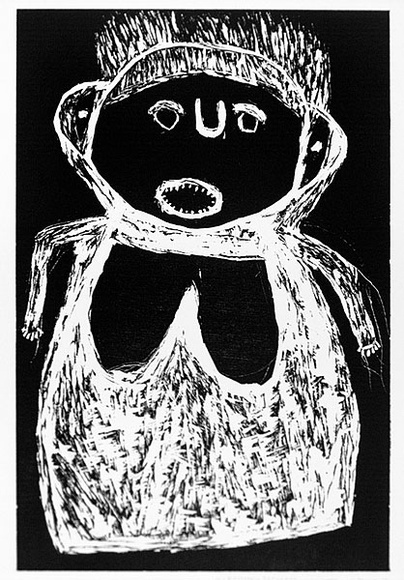 Artist: b'Petyarre, Kwementyaye (Kathleen).' | Title: b'not titled [No.4]' | Date: 1990 | Technique: b'woodcut, printed in black ink, from one block'