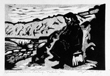 Artist: Taylor, John H. | Title: Spanish woman resting | Date: 1974 | Technique: linocut, printed in black and grey ink, from two blocks