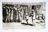 Artist: Hawkins, Weaver. | Title: Queue | Date: 1920 | Technique: drypoint and aquatint, printed in warm black ink, from one plate | Copyright: The Estate of H.F Weaver Hawkins