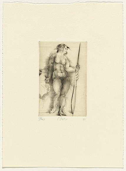 Artist: b'SCHMEISSER, Jorg' | Title: b'No.2 - Beispiel: Kaltnadel (No.1 - Example: Drypoint)' | Date: 1976 | Technique: b'drypoint, printed in black ink, from one plate' | Copyright: b'\xc2\xa9 J\xc3\xb6rg Schmeisser'