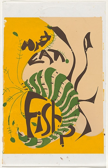 Artist: b'UNKNOWN' | Title: b'Why eat fish' | Date: 1979 | Technique: b'screenprint, printed in colour, from four stencils'