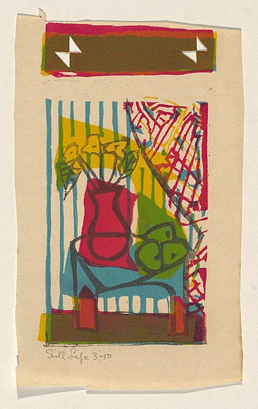 Title: b'Still life' | Technique: b'screenprint, printed in colour, from multiple stencils'