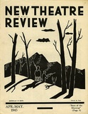 Title: New theatre review: April-May 1945 | Date: March 1945 | Technique: linocut, printed in black ink, from one block; letterpress text