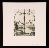 Artist: b'Keeling, David.' | Title: b'(landscape through wrought-iron).' | Date: 1996 | Technique: b'lithograph, printed in colour, from two stone plates' | Copyright: b'This work appears on screen courtesy of the artist and copyright holder'