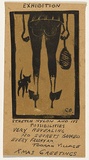 Artist: b'Bell, George..' | Title: b'(Bottom, high heels and dog).' | Technique: b'linocut, printed in colour, from two blocks'