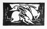 Artist: b'Stephen, Clive.' | Title: b'(Three Rodents)' | Date: c.1950 | Technique: b'linocut, printed in black ink, from one block'