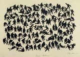 Artist: Allen, Joyce. | Title: People pattern. | Date: 1972 | Technique: linocut, printed in black ink, from one block