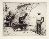 Artist: Warner, Alfred Edward. | Title: Road makers | Date: 1935 | Technique: etching, printed in brown ink with plate-tone, from one plate