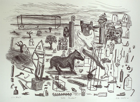 Artist: b'Walsh, Peter.' | Title: b'Bottle merchants' | Date: 1986 | Technique: b'lithograph, printed in black ink, from one stone'