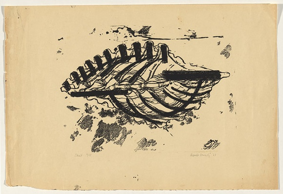 Title: b'Shell' | Date: 1961 | Technique: b'screenprint, printed in black ink, from one stencil'