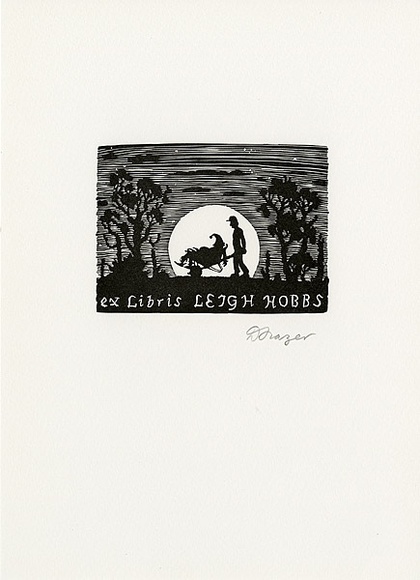 Artist: b'Frazer, David.' | Title: b'Leigh Hobbs' | Date: c.2001 | Technique: b'wood-engraving, printed in black in, from one block'