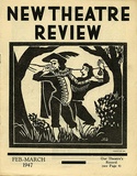 Title: New theatre review: Feb-March 1947 | Date: January 1947 | Technique: linocut, printed in black ink, from one block; letterpress text