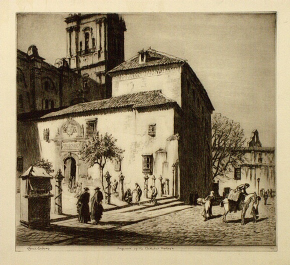 Artist: b'LINDSAY, Lionel' | Title: b'Sagrario of the Cathedral, Malaga' | Date: 1937 | Technique: b'drypoint, printed in brown ink with plate-tone, from one plate' | Copyright: b'Courtesy of the National Library of Australia'