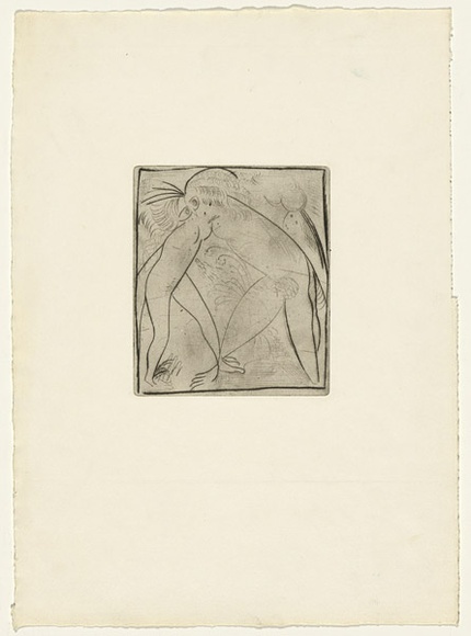 Artist: b'BOYD, Arthur' | Title: b'Nudes with joined feet.' | Date: (1962-63) | Technique: b'drypoint, printed in black ink, from one plate' | Copyright: b'Reproduced with permission of Bundanon Trust'