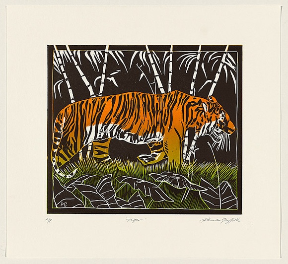Title: Tiger | Date: 2008 | Technique: linocut, printed in colour, from multiple blocks; embossed