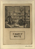 Artist: FEINT, Adrian | Title: Bookplate: F. Mary F. White. | Date: 1925 | Technique: etching, printed in brown ink with plate-tone, from one plate | Copyright: Courtesy the Estate of Adrian Feint