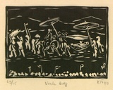 Artist: b'Nguyen, Tuyet Bach.' | Title: b'Vinh Quy [Graduation ceremony]' | Date: 1990 | Technique: b'linocut, printed in black ink, from one block'