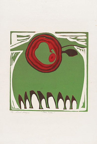 Artist: b'MEYER, Bill' | Title: b'Cow green' | Date: 1960 | Technique: b'linocut, printed in colour by the reduction process, from one block' | Copyright: b'\xc2\xa9 Bill Meyer'