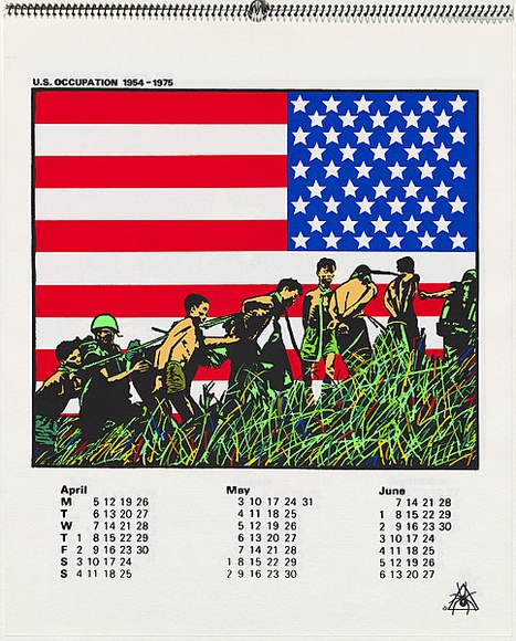 Artist: CALLAGHAN, Michael | Title: Calendar: Australia Vietnam Society 1982 April - June | Date: 1982 | Technique: screenprint, printed in colour, from seven stencils