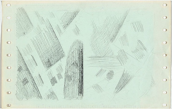 Artist: b'McCahon, Colin.' | Title: b'[Paper lithographic plate for unknown print]' | Date: c. 1957 | Technique: b'drawing, in black lithographic crayon'