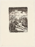 Artist: b'Shead, Garry.' | Title: b'not titled [Queen and Duke with kangaroos and sheep]' | Date: c.1996-98 | Technique: b'lithograph, printed in sepia ink, from one stone' | Copyright: b'\xc2\xa9 Garry Shead'