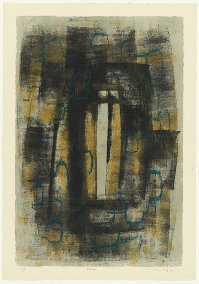 Artist: b'KING, Grahame' | Title: b'Mask' | Date: 1963 | Technique: b'lithograph, printed in colour, from four stones [or plates]'