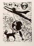 Artist: COLEING, Tony | Title: Where to now, Superman?. | Date: 1983 | Technique: linocut, printed in black ink, from one block