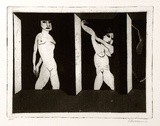 Artist: b'BALDESSIN, George' | Title: b'not titled [Two nude females at windows].' | Date: 1966 | Technique: b'etching and aquatint, printed in black ink, from one plate'