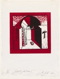 Artist: b'Snell, Ted.' | Title: b'Instruments of the Passion I.' | Date: 1985 | Technique: b'linocut, printed in colour, from two blocks'