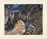 Artist: b'Robinson, William.' | Title: b'Creation landscape - Man and the Spheres II' | Date: 1991, September, October, November | Technique: b'lithograph, printed in colour, from multiple plates'