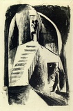 Artist: French, Len. | Title: (Blue light Glasgow). | Date: (1955) | Technique: lithograph, printed in black ink, from one plate | Copyright: © Leonard French. Licensed by VISCOPY, Australia