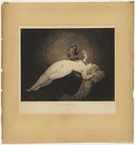 Artist: b'LINDSAY, Norman' | Title: bJulia's monkey. | Date: 1920 | Technique: b'etching and roulette, printed in warm dark brown ink, from one plate'