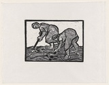 Artist: Groblicka, Lidia. | Title: Potato diggers | Date: 1957 | Technique: woodcut, printed in black ink, from one block