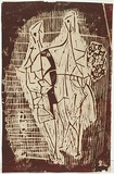 Artist: Kane, Julius. | Title: Two figures | Date: (1958) | Technique: linocut, printed in brown ink, from one block