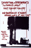 Artist: Arnot, Charles. | Title: Exhibition poster: Screenprints by Charles Arnot, East End Art Gallery. | Date: 1982 | Technique: screenprint, printed in colour, from multiple stencils; hand-coloured