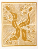 Artist: Marika, Banduk. | Title: Djaygung and waterlily | Date: 1985 | Technique: linocut, printed in yellow ink, from one block