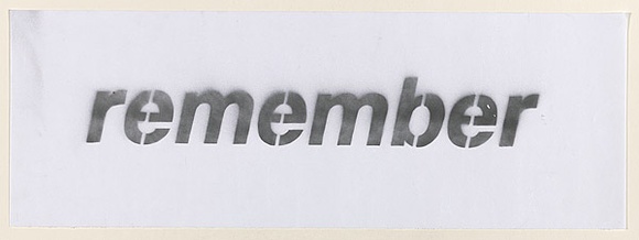 Artist: b'Azlan.' | Title: b'Remember your history.' | Date: 2003 | Technique: b'stencil, printed in black ink, from one stencil'