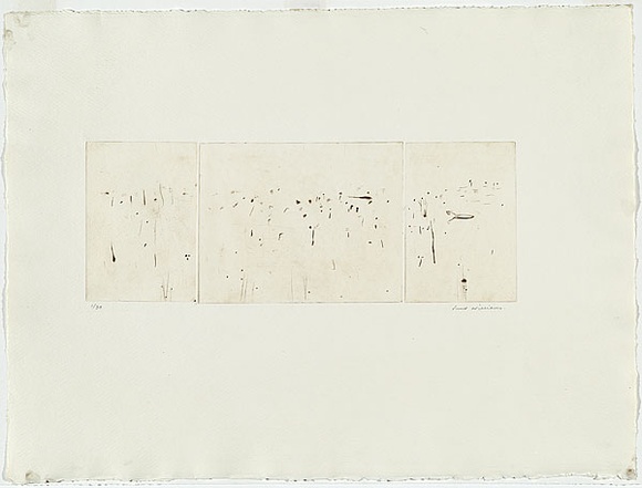 Artist: b'WILLIAMS, Fred' | Title: b'Canberra triptych.' | Date: 1970 | Technique: b'drypoint, printed in sepia ink, from three copper plates' | Copyright: b'\xc2\xa9 Fred Williams Estate'