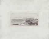 Artist: b'Terry, F.C.' | Title: b'(Sydney foreshore, Sydney Heads in the distance).' | Date: c.1860 | Technique: b'etching, printed in purpleish black ink, from one plate'