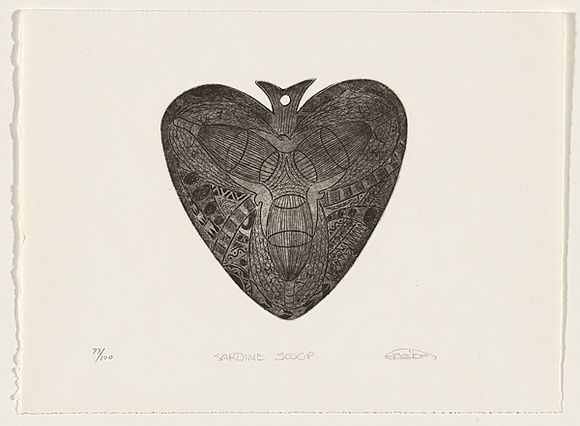 Artist: b'Igibe, Kalee' | Title: b'Sardine Scoop.' | Date: 2006 | Technique: b'etching, printed in black ink with plate-tone, from one plate'